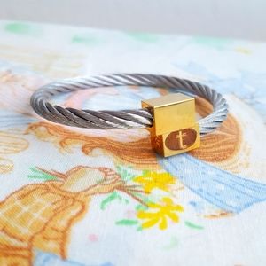 🌙Cuff Cable "t" Initial Bracelet